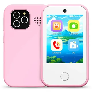 Uleway Teléfono Móvil Para Niños, Cámara Para Niños, 4g Lte, Nano Sim, Linterna, Cámara Dual, Usb-c, Bluetooth, 2,8 Pulgadas Ips Pantalla Multitáctil, Larga Espera, Botón De Inicio, Antiadicción, Rosa