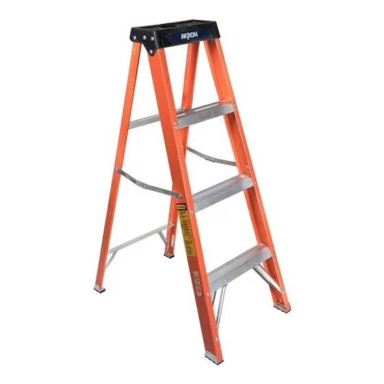 Escalera Tijera Plegable Akron 3 Escalones 81-54 Color Naranja Oscuro