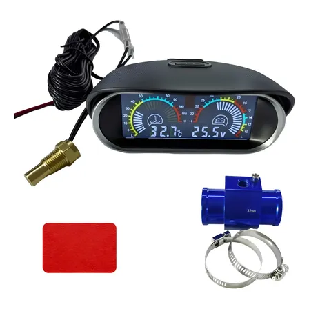 Voltímetro Marcador Temperatura Automotivo Relogio Digital