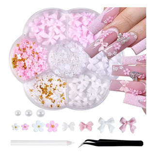 Decoracion De Uñas Acrílica 3d Lazo Flores Uñas Kit Arte Decoracion De Uñas Acrílica 3d Lazo Flores Uñas Kit Arte