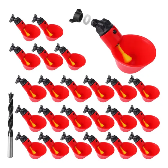 Bebederos Para Gallinas Y Aves Automatico 24u Rojo