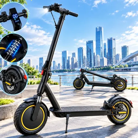 Patinete Elétrico 350w Dupla Suspensão 25km/h Autonomia 40km Preto E Amarelo
