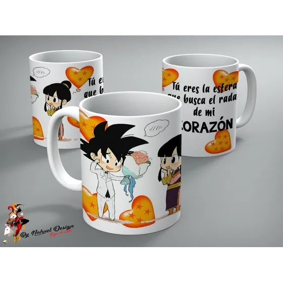 Taza De Ceramica Amor Dragon Ball Goku Y Bulma