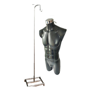 Maniquí Hombre ¾ Plástico Oscuro, Con Base Colgar Caballero Maniquí Hombre ¾ Plástico Oscuro, Con Base Colgar Caballero