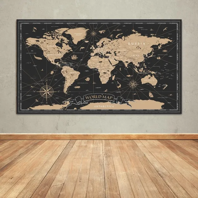 Cuadro Antiguo Mapamundi  120x70 Cm Motivos