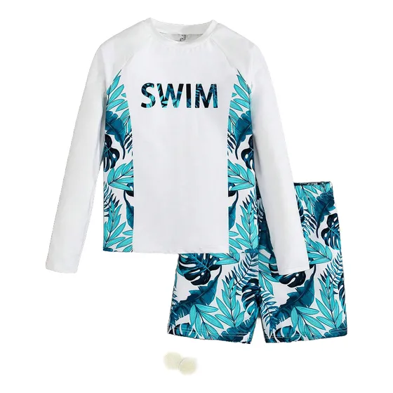 Traje De Baño Niño Con Camiseta Manga Larga Talla 14-15