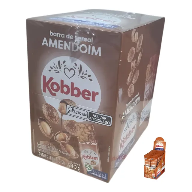 Barra De Cereal Kobber 240g Display 12un Amendoim Cereais