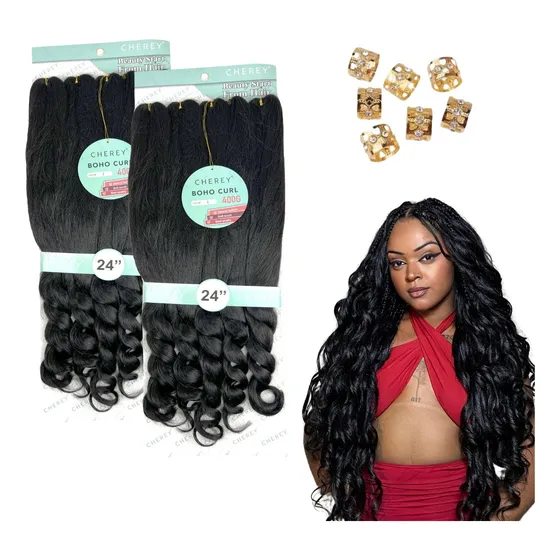 Kit 2  Jumbo P/ Trança Com Cachos Na Ponta Curl French Braid
