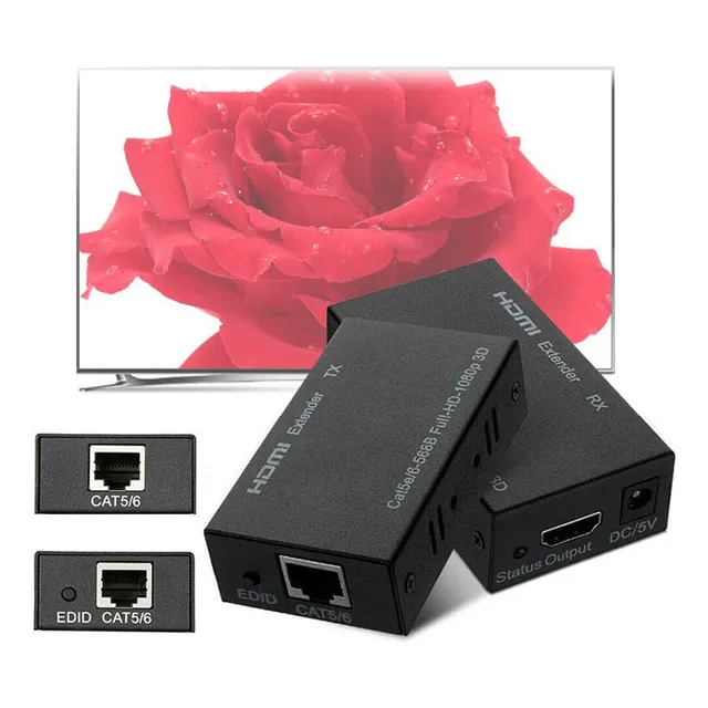 Extensor Hdmi De 60m Transmisor Y Receptor Cat5e Cat6 Rj45