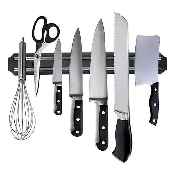 Porta Cuchillos Barra Magnética Cocina 50cm Color Negro