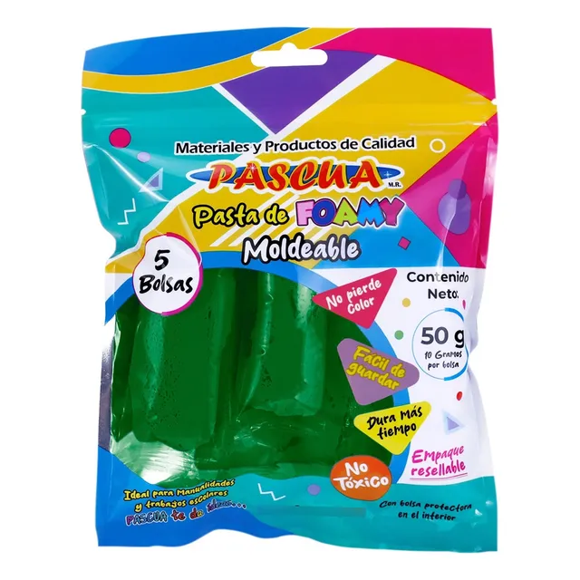 Fomi Foamy Moldeable Pascua 50 Gramos Diferentes Colores Verde Bandera