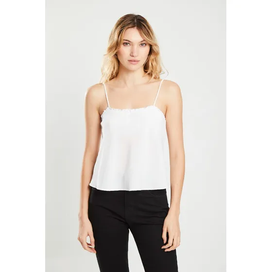 Musculosa Midi De Crepe, Escote Recto Off White Koxis Mujer