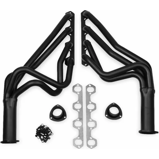 Nuevo Par Cabezal Largo Tubo Flowtech Acabado Negro 260