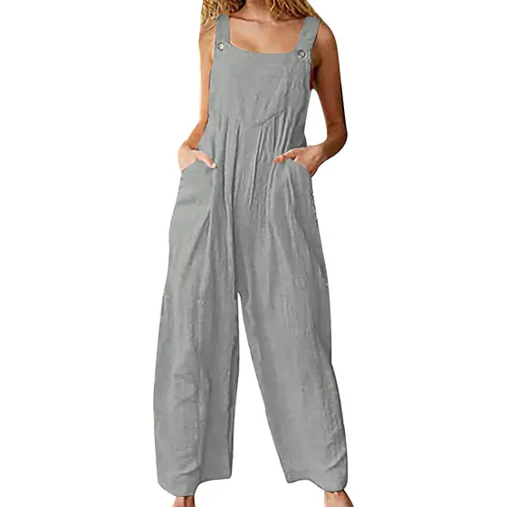 Mono Ancho De Talla Grande Para Mujer, Sin Mangas, Con Piern