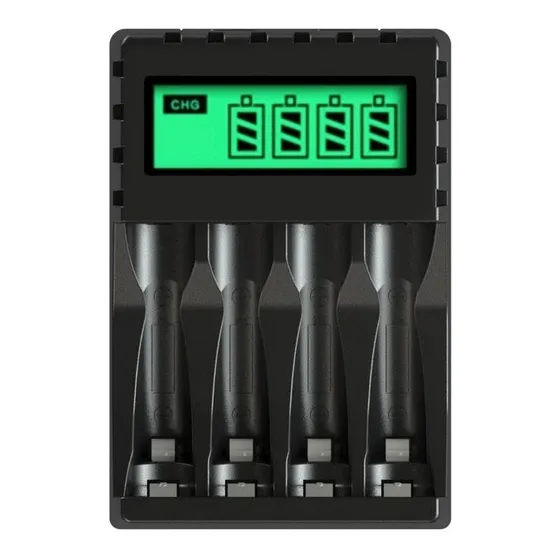 Carregador De Pilhas Inteligente 4 Slots Display Carga Rapid