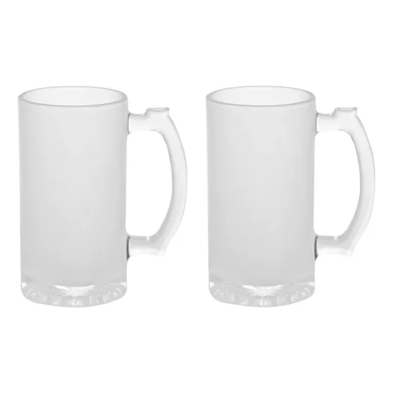 2 Mugs Cerveceros En Vidrio Opalizados Para Sublimar  