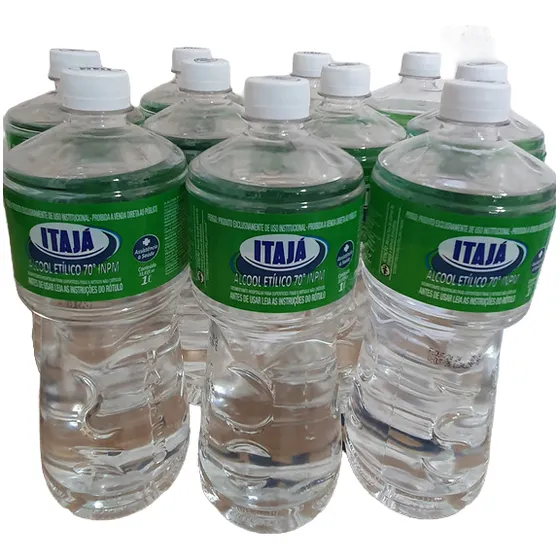 8unid Álcool Líquido 70% 1 Litro Antisséptico Itajá Limpeza