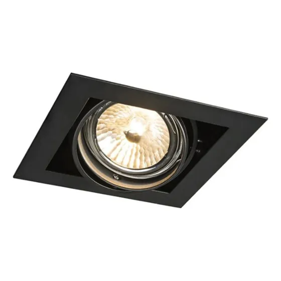 Aplique Luminaria Aro Cuadrado Embutir Yeso Negro + Zócalo 