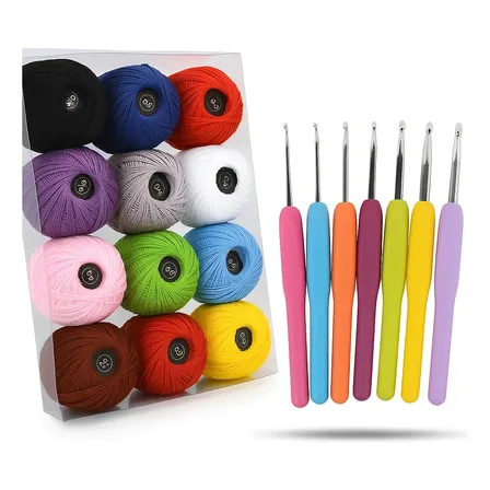 Kit Completo Crochê 12 Linhas + 8 Agulhas Para Barbante Branco