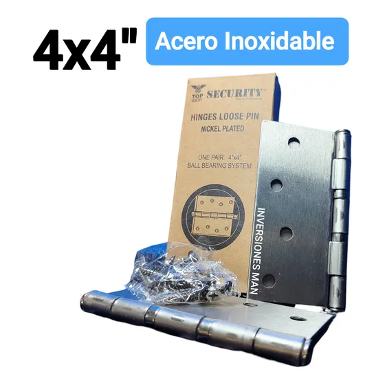 Par Bisagras 4 PuLG Con Rolinera Acero Inoxidable Las Buenas