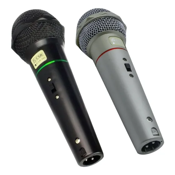 Kit 2 Microfones Com Fio Mão Dinâmico Chave Cabo 3m Csr 505