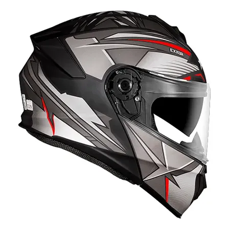 Capacete Modular Xtroy Exxor Msv 722 Escamoteavel Preto/vermelho Fosco 60