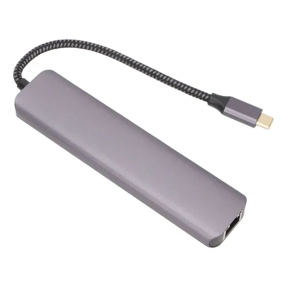 Adaptador Usb Multiporta C Hub 7 Em 1 4k 1gbps Ethernet 100w