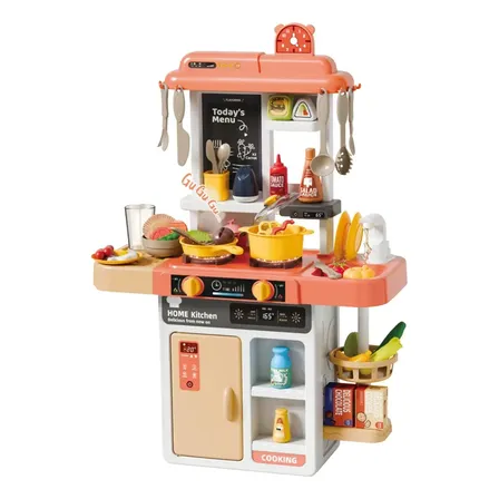 Cozinha De Brinquedo Infantil Com Acessórios Sai Água E Som Rosa