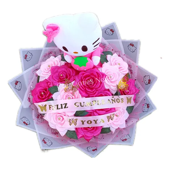Ramo De 12 Rosas De Hello Kitty