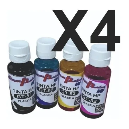 Combo Tintas Hp Gt51 Gt52 Bcym Tinta Continua 4 Colores