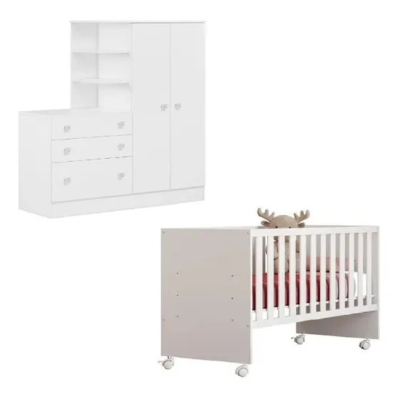 Quarto Infantil Conjugado Berço Cômoda Baby - Big Shop