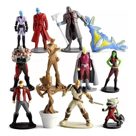 Kit 12 Miniaturas Guardiões Da Galáxia Groot Gamora 