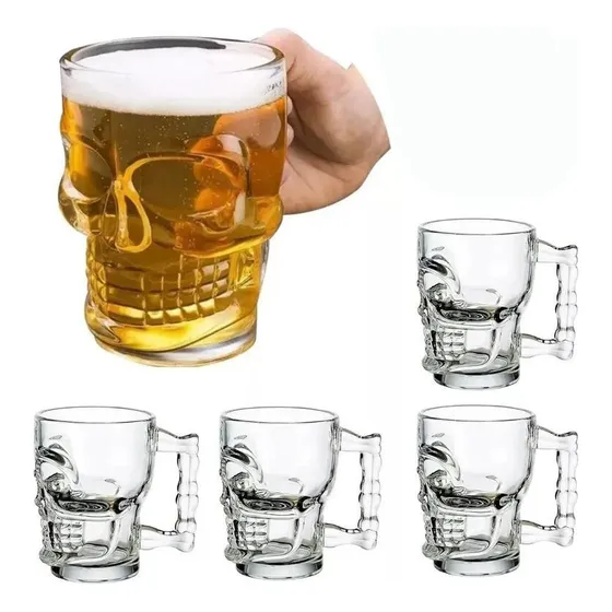 Taza De Cristal Para Picar Y Cerveza Skull Rock Style, 4 Uni