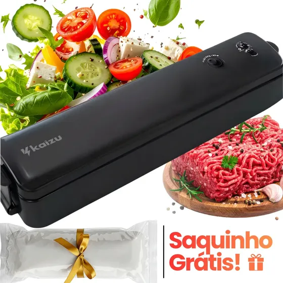 Seladora A Vácuo Máquina Embaladora De Alimentos Pressão Carnes Legumes + Saquinho Brinde Bivolt Kai