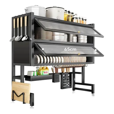 Dupla Escorredor Loucas Cozinha 65cm Prateleira Pratos Pia Preto Modofo