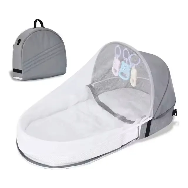 Cuna Portátil Con Juguetes Y Mosquitero Para Bebé Mochila
