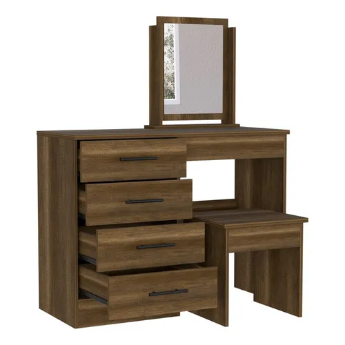 Mueble Tocador Kaia Rta Caramelo + Wengue Color Marrón oscuro