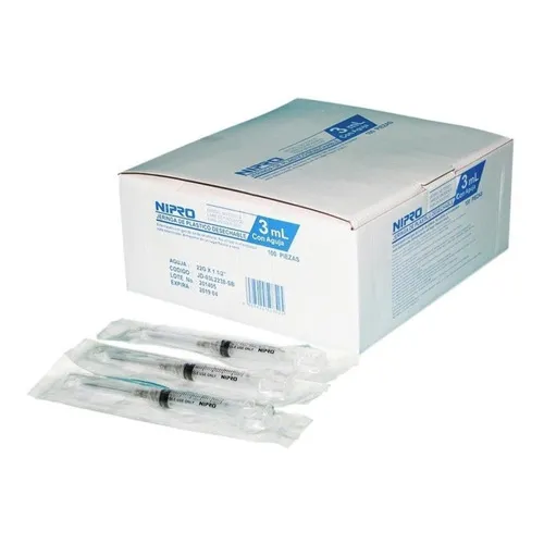 Jeringa 3 Ml Desechable C/ Aguja 21x32mm (verde) Nipro 100u 