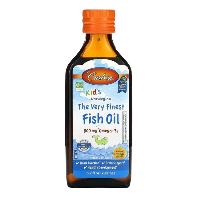 Carlson Labs Kid's Aceite De Pescado 800 Mg, 200 Ml Sabor Naranja