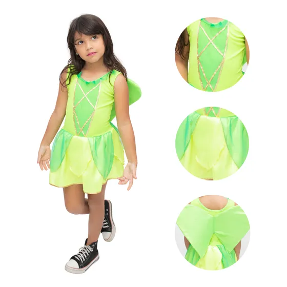 Fantasia Roupa Fada Sininho Encantada Com Brilho Infantil