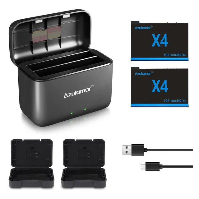 Azulamar Juego De 2x Bateria Y Cargador Para Insta360 X4