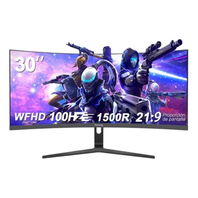 Monitor Gamer Curvo Suevery 30 2k Wfhd 2560x1080p 100hz Ultrawide 21:9 1500r Va Freesync Hdmi Displayport Bajo Retardo Ideal Para Juegos, Oficina, Diseño Y Streaming