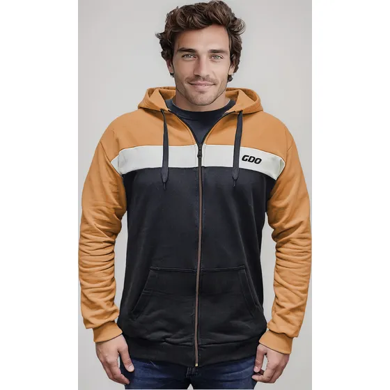 Campera Canguro Tricolor Capucha Algodon Rustico Hoodie Gdo