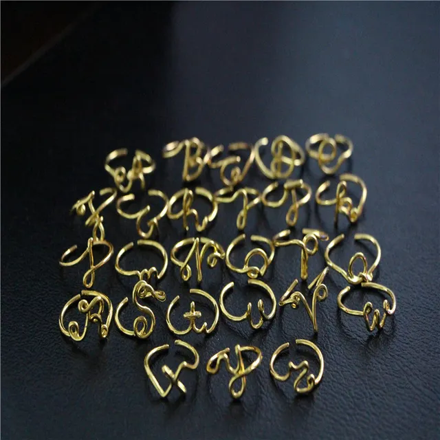 Anillos Unisex Con Nombre Inicial F, Color A-z, 26 Letras, C