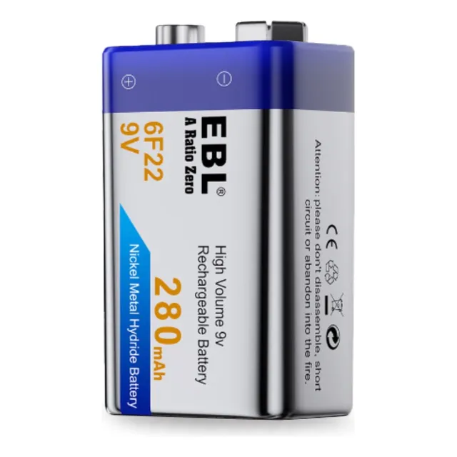 1 X Batería Recargable 9v - Ni-mh - 280mah Ebl Original 