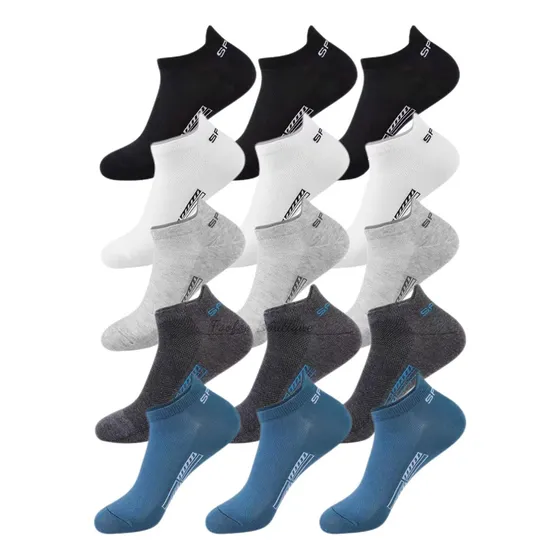 Calceta Deportiva Hombre 100% Algodón 15 Pares 5 Colores