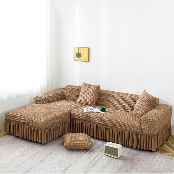 Cómoda Funda De Sillón Elástica Antideslizante En Forma De L Café