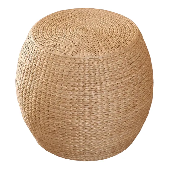 Puff Taburete Banco Asiento Rattan Natural Rústico D38 A33