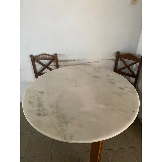 Mesa De Comedor Mármol 118 Cm Sin Sillas Blanco