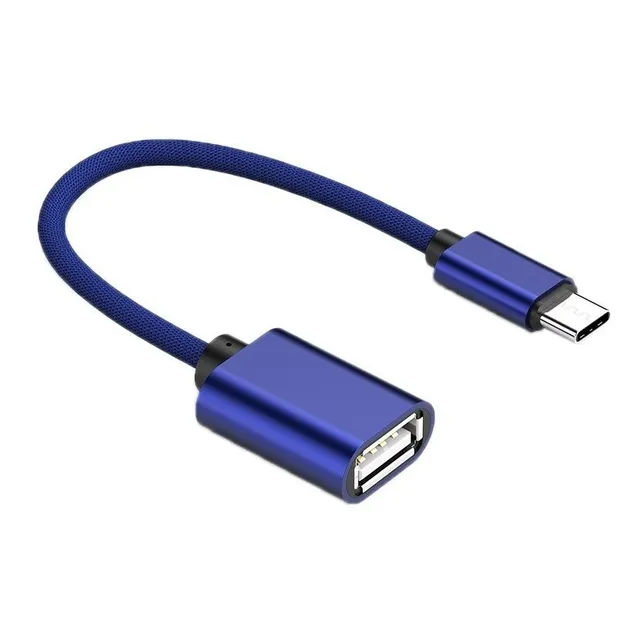Adaptador Otg Tipo C A Usb Hembra Con Cable De Nylon X 4 Und